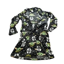 Star Wars Kids Pajama Robe Grogu Mandalorian Black Green Size 10/12