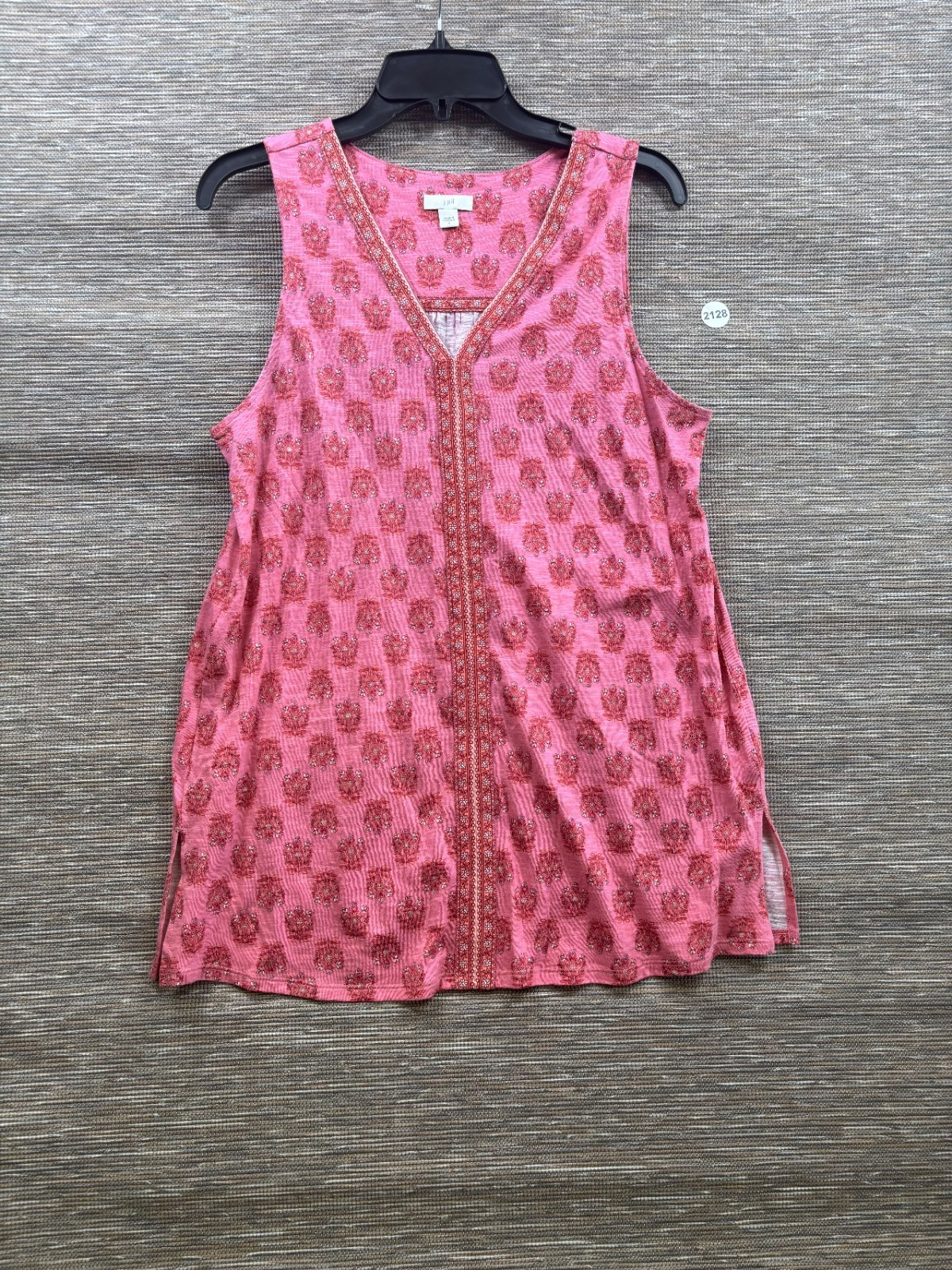 J Jill Womens Size S Floral Print Tank Top Sleeveless Pink Casual