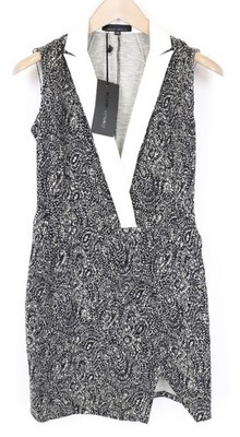 FRANKIE MORELLO Women's Dress 38 M Black Sleeveless Jacquard Cotton Blend *