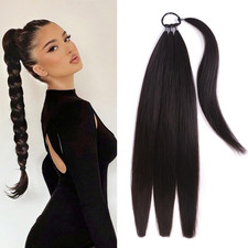 24 Inch Braided Ponytail Extensions for Women,Straight Wrap around Hair