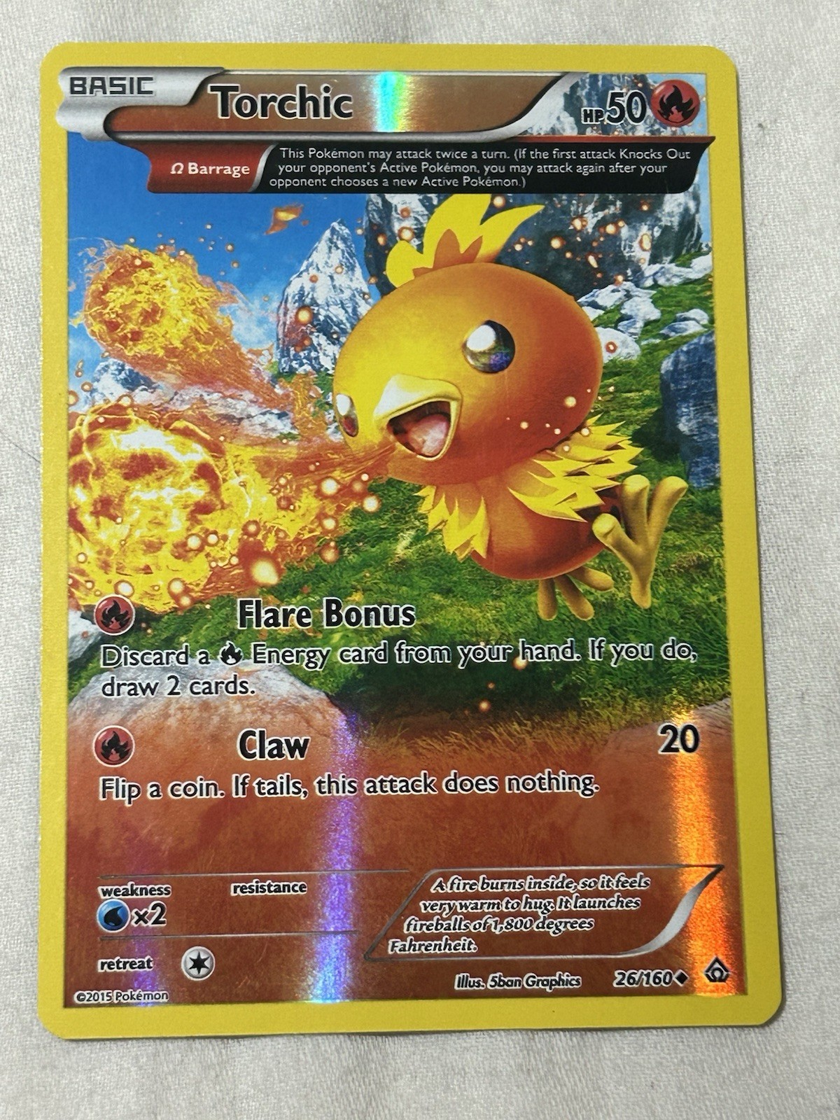 Pokémon Torchic Omega Barrage Reverse Holo Uncommon 26/160 XY Primal Clash