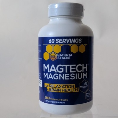 Natural Stacks MagTech Magnesium 180 Vegan Capsules 200mg L-Threonate Glycinate
