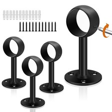 Ceiling Curtain Rod Brackets, Heavy Duty Curtain Rod Holders Black Curtain Ro...