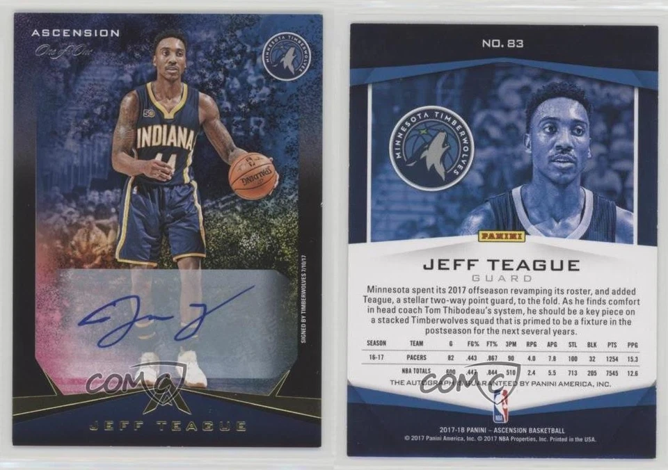 2017-18 Panini Ascension Veteran Current Team Black 1/1 Jeff Teague #83 Auto 0q0 - Image 3 of 3