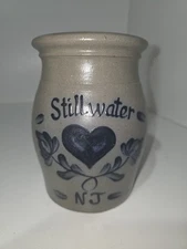Rowe Pottery Works Crock Pot Stillwater NJ Jar Heart 1992 Salt Glazed 7"
