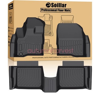 Front & 2nd Row TPE Floor Mats Liners Black 3Pcs For 2010-2019 Ford Taurus New