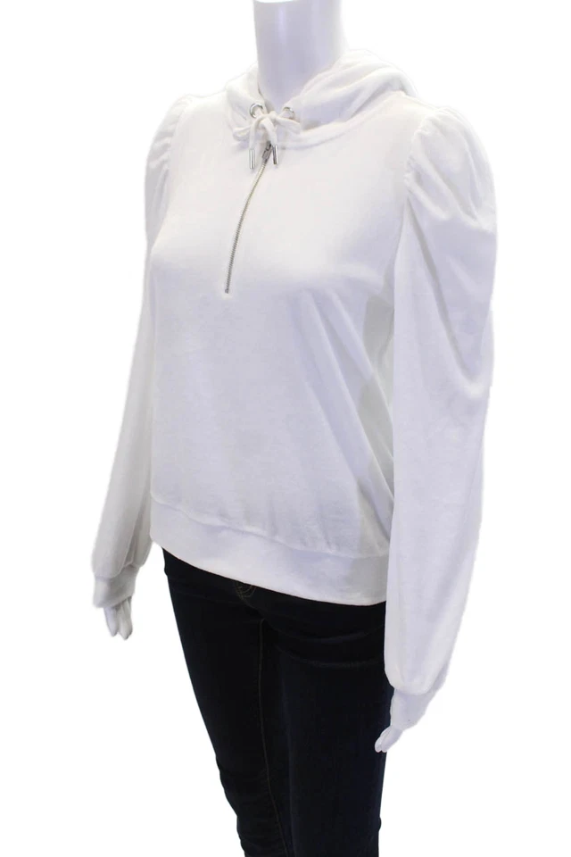 Generation Love Mujer Media Cremallera Mangas Hinchadas Sudadera con Capucha Blanca Talla Extra Pequeña Foto 2 de 4