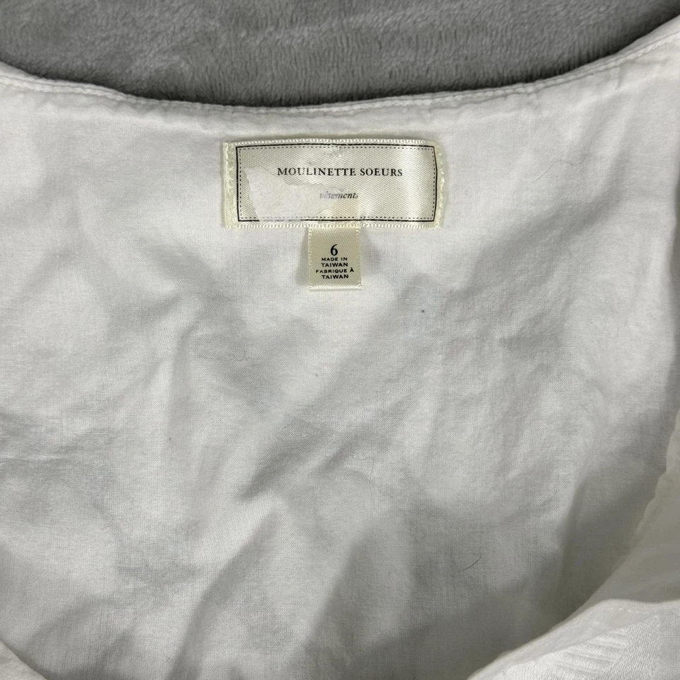 Moulinette Soeurs Dress Womens 6 Eyelet Polka Dot Ruffle Cap Sleeve Pockets - Image 3 of 4