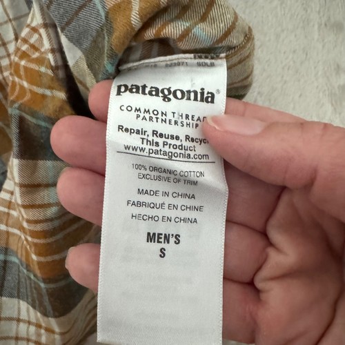 Patagonia Mens Organic Cotton Flannel Plaid Button Up Shirt Brown Size S - Picture 4 of 8