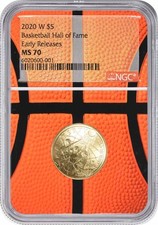 2020-W Basketball Hall of Fame Commemorative $5 Gold MS70 Early Releases NGC