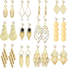 12 Pairs Clip-On Dangle Earrings   Boho Tassel Set for Women, No Piercing