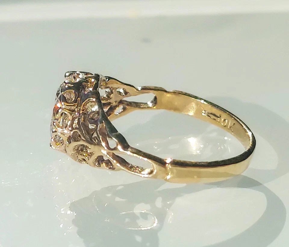 Anillo vintage diamante certificado 1,51 quilates, anillo de oro, anillo de filigrana Foto 3 de 4