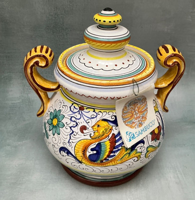 Deruta Italy Sambuco RAFFAELLESCO Biscotti Jar Canister 9 