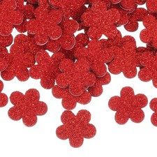 60Pcs Flower Foam Stickers, 1.2" EVA Self Adhesive Glitter Foam Sticker, Red