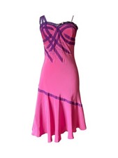 Vestido Blumarine Rosa Rosa Apliques Seda Encaje 10