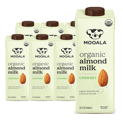 Organic Almond Milk Unsweetened 32 Fl Oz (Pack of 6)  Shelf-Stable, Lactose Free