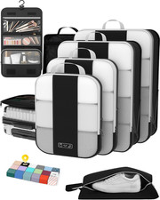 8 Set Compression Packing Cubes for Travel Essentials,Compressible Expandable Pa