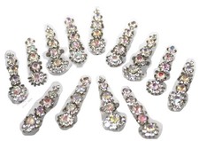 13 Bindi Box Long Crystal Bindis Bridal face Jewels Forehead Tika  Silver