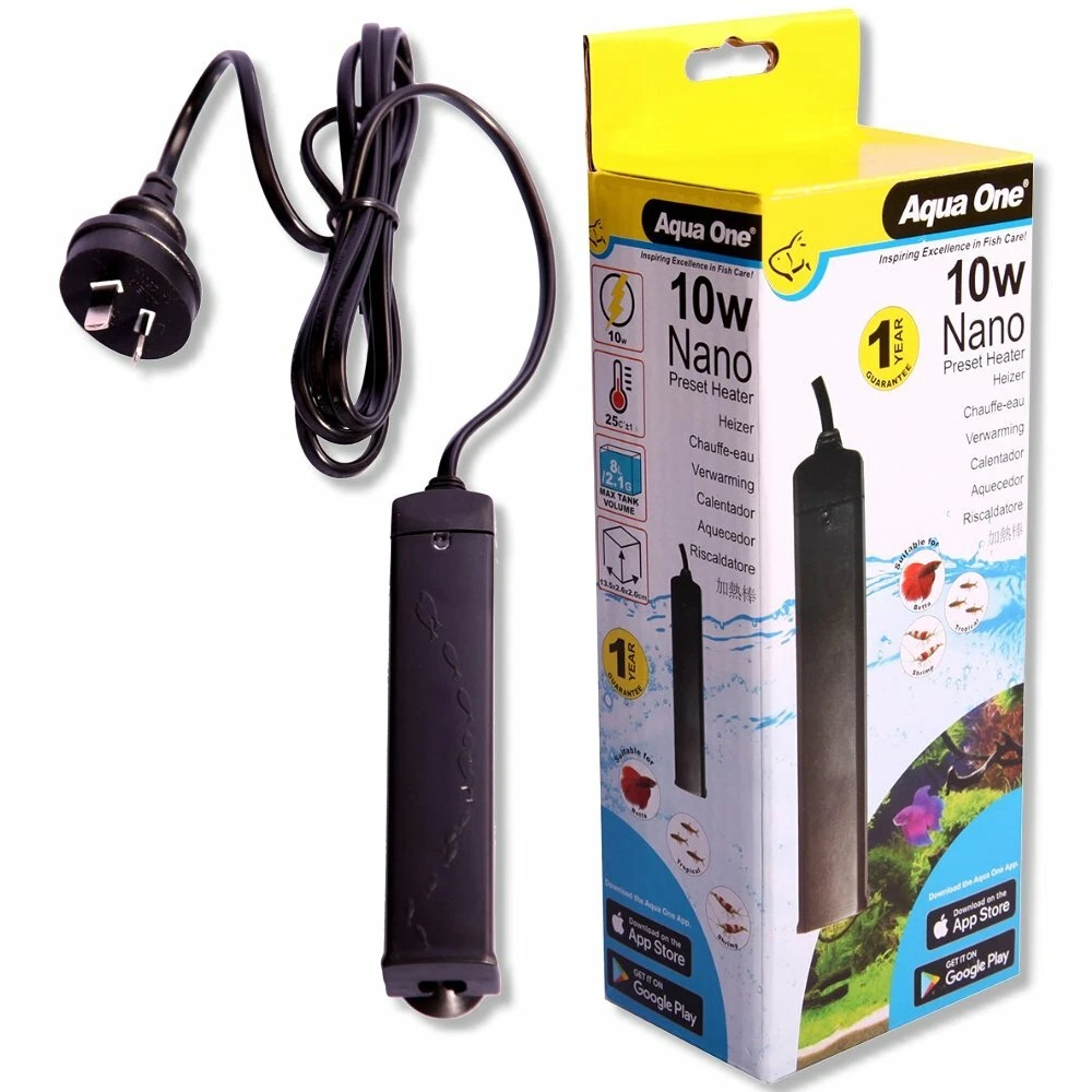 Aqua One Nano Aquarium Plastic Heater 10W 13.5cm Betta, Shrimp and Tropical Tank
