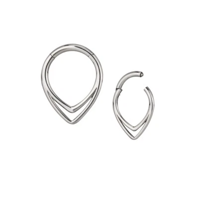 1,2mm Titan Ohr Septum Clicker Doppel Tropfen Segment Ring Silber Helix Daith - Bild 1 von 2