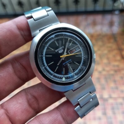 RARE Seiko UFO Automatic 6119-6400 Black Dial Day Date Round