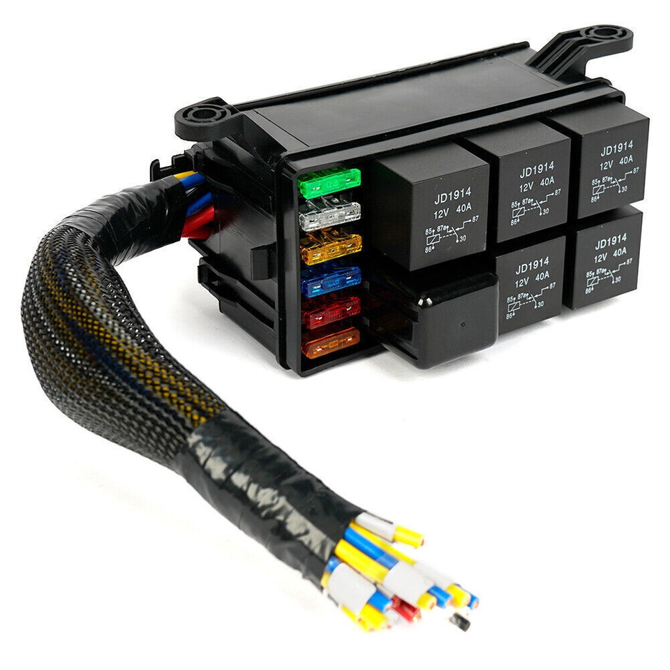 6Way 12V Auto Waterproof Fuse Relay Holder Box Block 40A Relays with