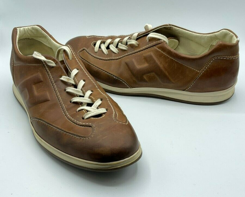 HOGAN Tan Brown Mens leather sneaker 