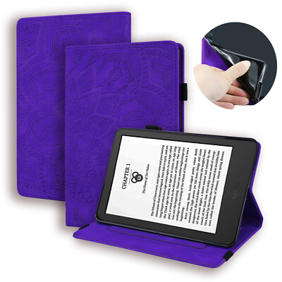 For Amazon Kindle Paperwhite 6/5 HD8 Embossed Leather Folio Smart Case Kickstand