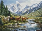Horses in Wilderness - Counted Cross Stitch Kits Needlework Embroidery Diy