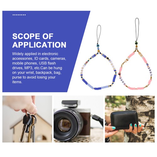 2 PCS Mobile Phone Chain Miss Charm with Beaded Evil Eye Lanyard - Photo 9/12