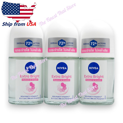 Nivea Extra Whitening Roll On 8 Super Food, Vitamin C Collagen Booster 25ml x3