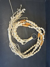 Vintage Macrame Plant Hanger With Wooden Beads 52  Braided Cotton Rope