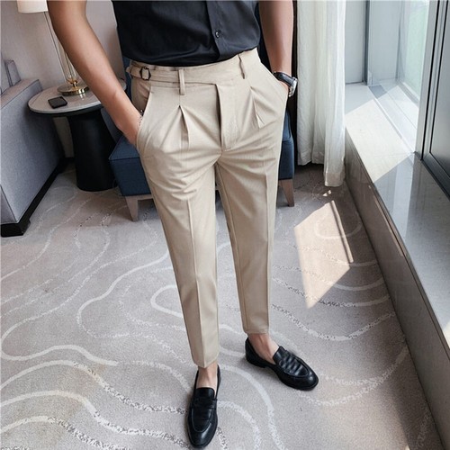 Mens Retro Naples Gurkha Pants High Waist Straight Trousers Casual Business Suit eBay