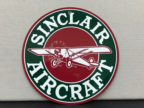 Sinclair Aviation Aircraft vintage advertising sign garage man cave round