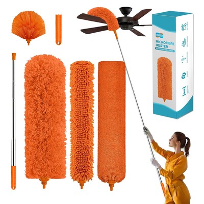 Cobweb Duster with Extension PoleCleaner Outdoor 110'' Telescoping Extended Ss...