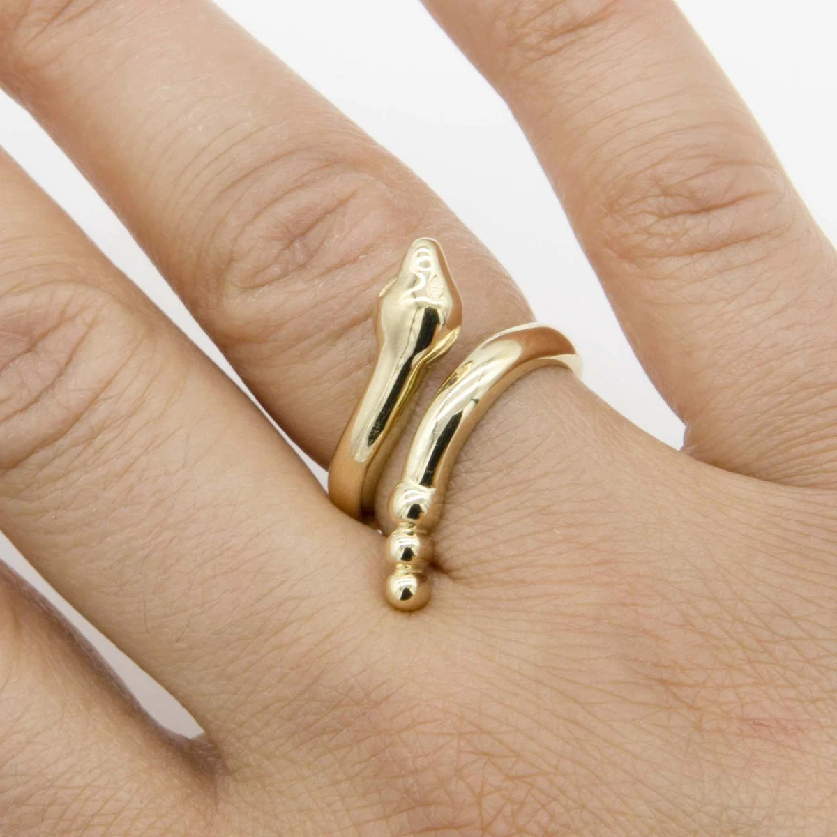 Shiny Snake Ring Solid 10K Yellow Gold eBay