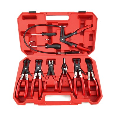 Schlauchklemme Clip Zange Kit drehbare Backe flach abgewinkeltes Band Auto Werkzeug 9-teiliges Set UK NEU