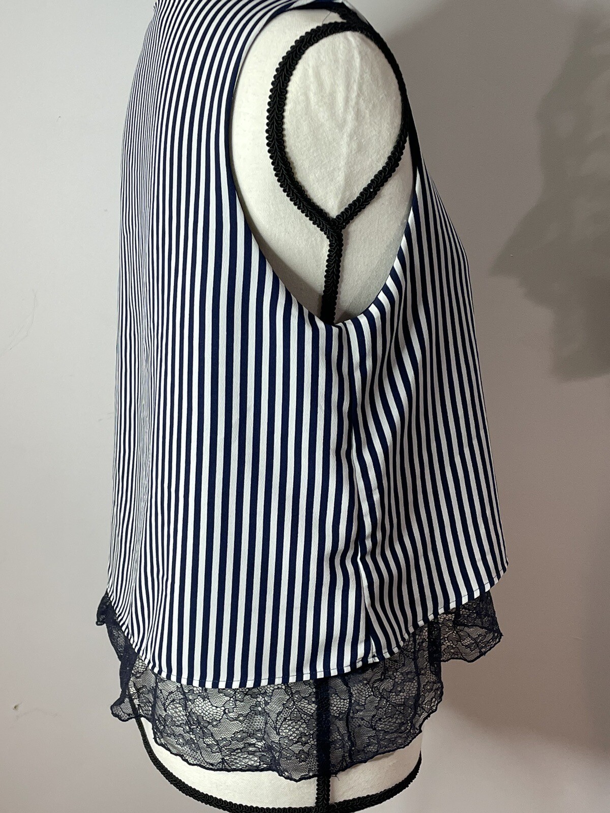 Zara Basic Women’s Small Striped Ruffled Blue & W… - image 3