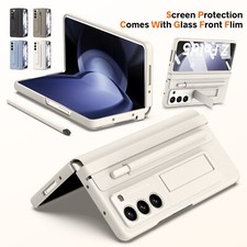 For Samsung Galaxy Z Fold 6 5 4 Hinge Screen Protector Leather Stand Case +S Pen