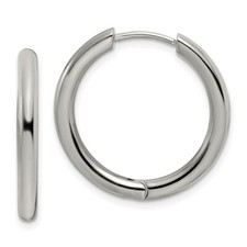 Stainless Steel Polished 3mm Hinged Hoop Earrings