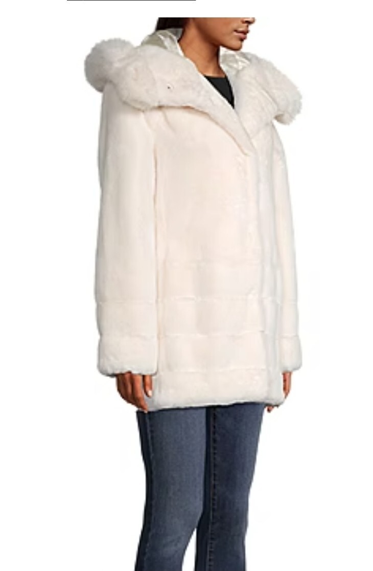 Miss Gallery Womens Hooded Heavyweight Faux Fur Coat XL Orig