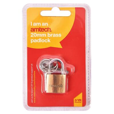 Amtech T0800C Tough Brass Padlock - 20mm