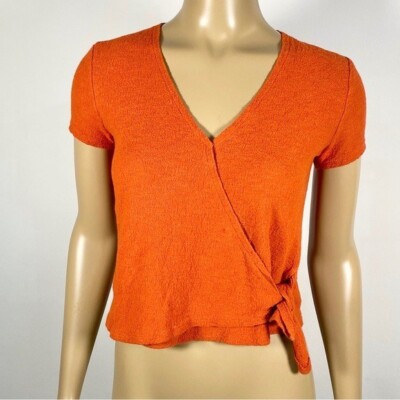 Madewell Women s Size Extra Small XS Texture & Thread Wrap Tie Front Top