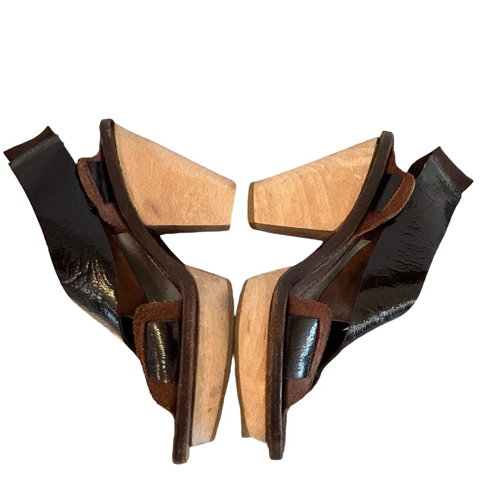 Auténticos tacones de plataforma Marni talla 37 EU 7 EE. UU. charol marrón Foto 4 de 4