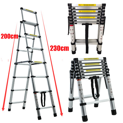 A-Frame Aluminum Telescopic Extension Ladder Extendable Folding Multi-Use Step