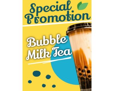 Bubble Milk Tea | Full Color Window Display Signs | 18''W x 24''H