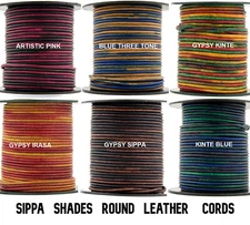 Xsotica® Round Leather Cord-Sippa Shades-1,1.5,2.0 MM-10Feet,10,25,50,100 Meters