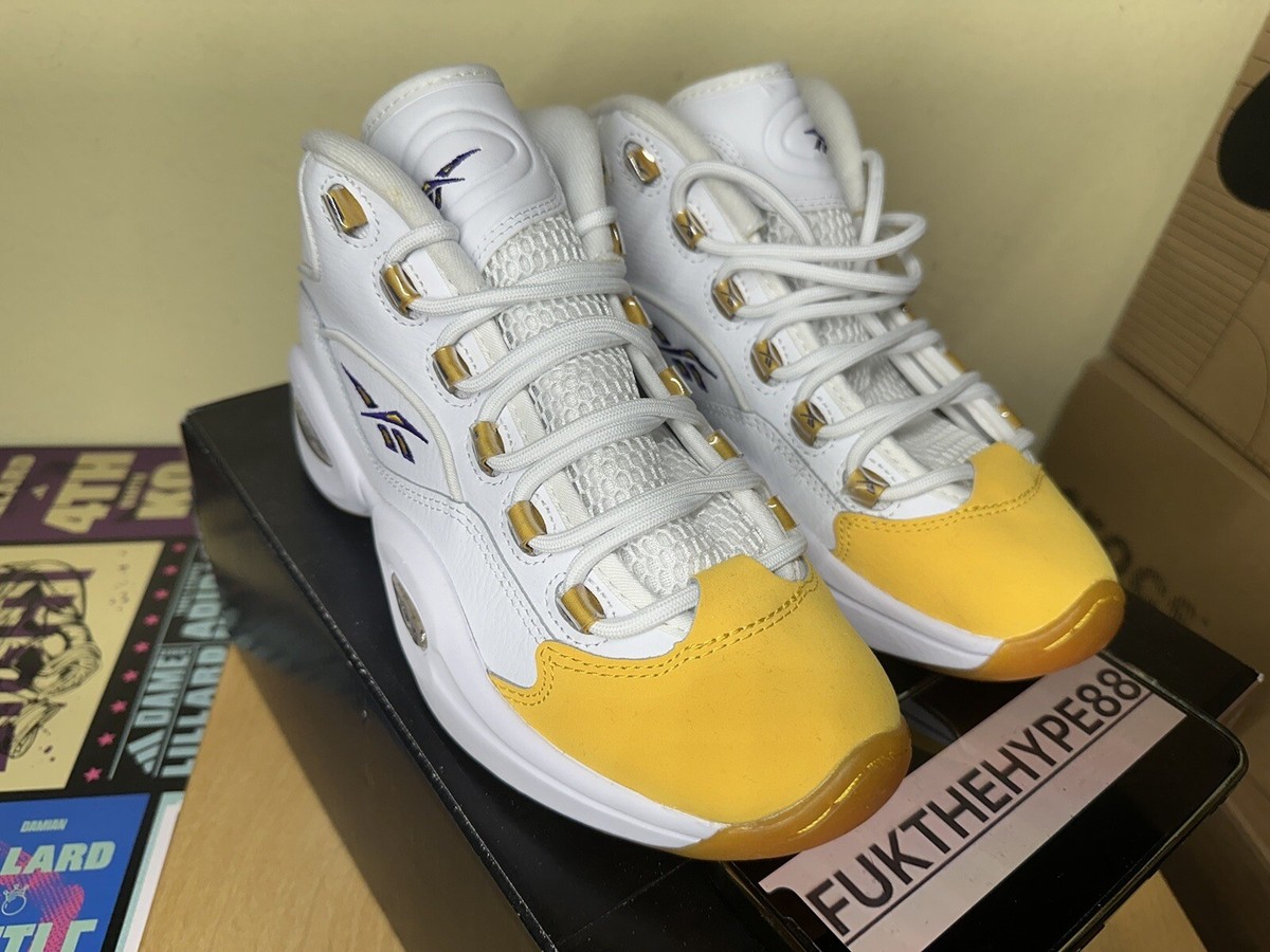 DS Reebok Question Mid Yellow Toe Lakers FX4286 2020 GS size 6Y