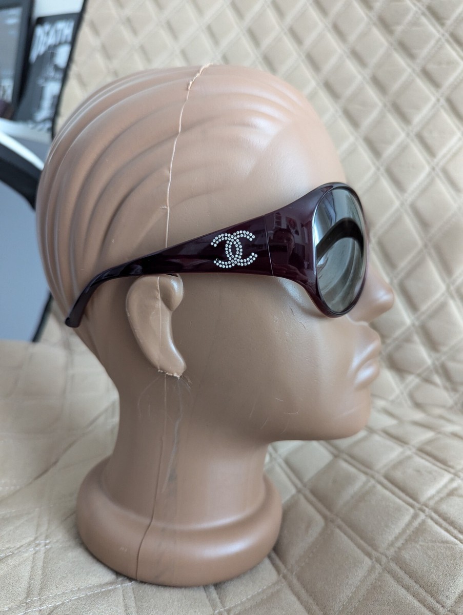 Chanel CC Crystal Logo Brown Gray Gradient Lenses Round Sunglasses