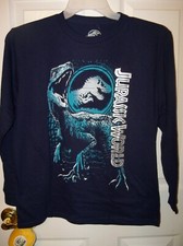 Jurassic World Dinosaur Dino Navy Long Sleeve Shirt Boys Large 14 / 16 NWT